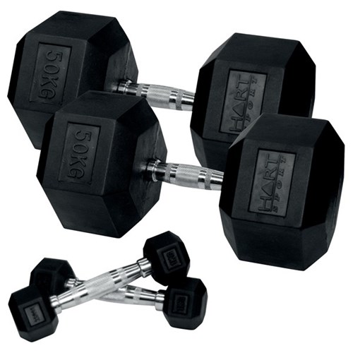 HART Rubber Hex Dumbbell Set - 1kg to 50kg